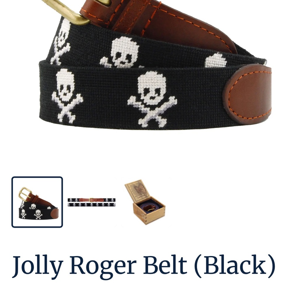Smathers & Branson Jolly Roger Skull Black Belt. Size 28.